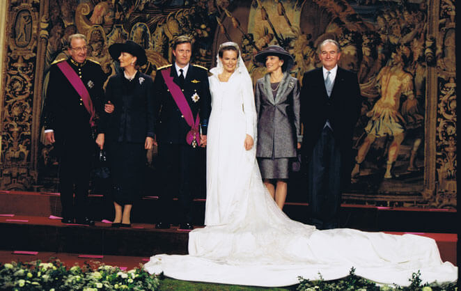Le duc et la duchesse de Brabant entouré de leur famille, le roi Albert et la reine Mathlde de Belgique