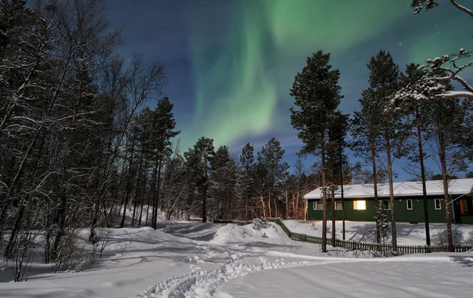 Une aurore boréeale en Laponie