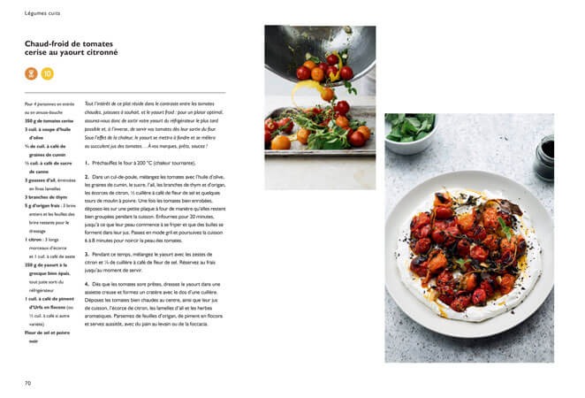 Une double page tirée du livre de recette de Yotam Ottolenghi : Simple