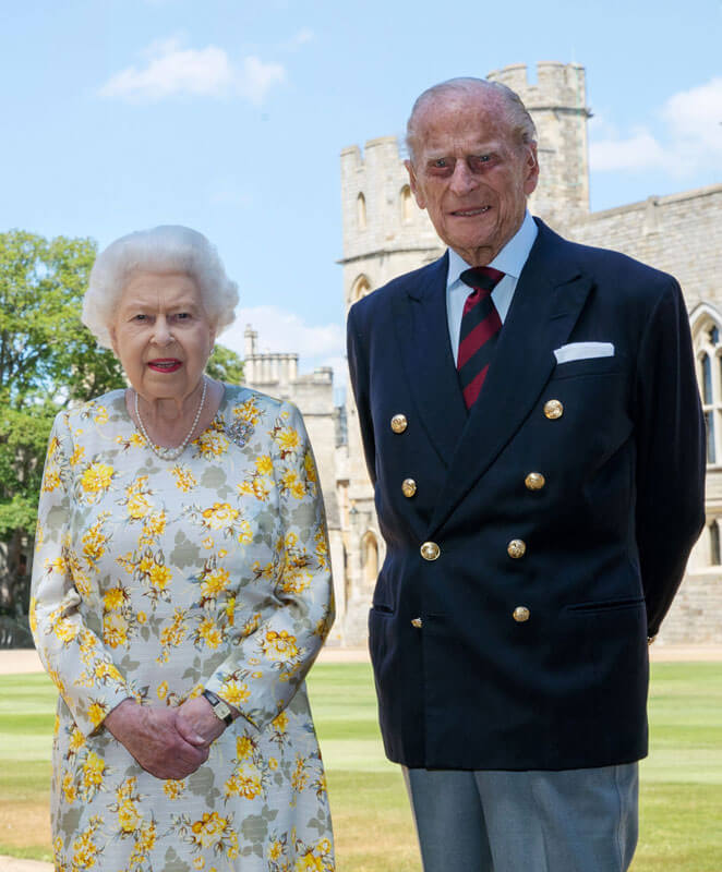 La reine Elisabeth II d'Angleterre et son mari, le prince consort Philip, lors des 99 ans du duc d'Edimbourg