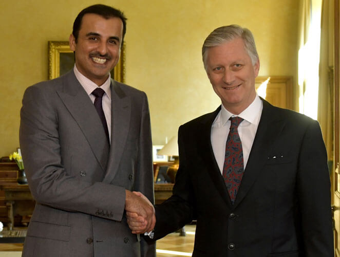 Le Sheikh Tamim du Qatar avec le roi des Belges, Philippe de Belgique