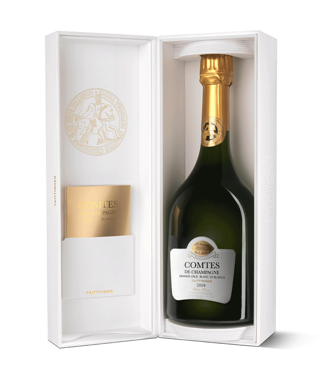La bouteille du millésime 2008 de la cuvée Comtes de Champagne de Taittinger