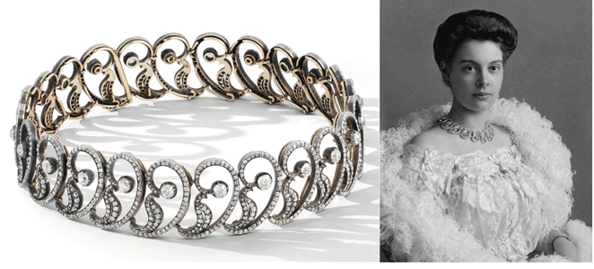 Le collier de diamant vendu chez Christie's porté par la princesse Cécile de Prusse