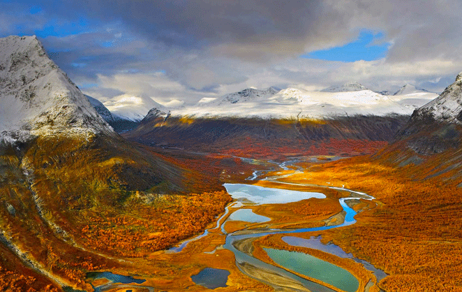 Photo de la vallée de Rapa en Suède