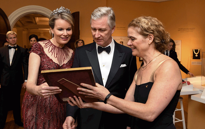 Le roi Philippe et la reine Mathilde de Belgique avec Julie Payette, gouverneur général du Canada, à Ottawa