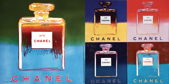 le pop artiste Andy Warhol a immortalisé le parfum N°5 de Chanel