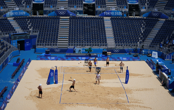 Un terrain de volley des Jeux Olympiques 2021 à Tokyo